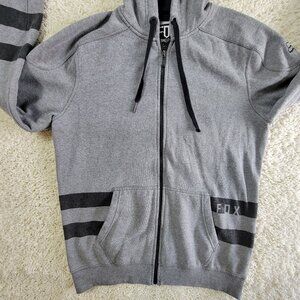 FOX Racing Hoodie Mens Medium Motocross Skate Full Zip Up Grey Style 08650